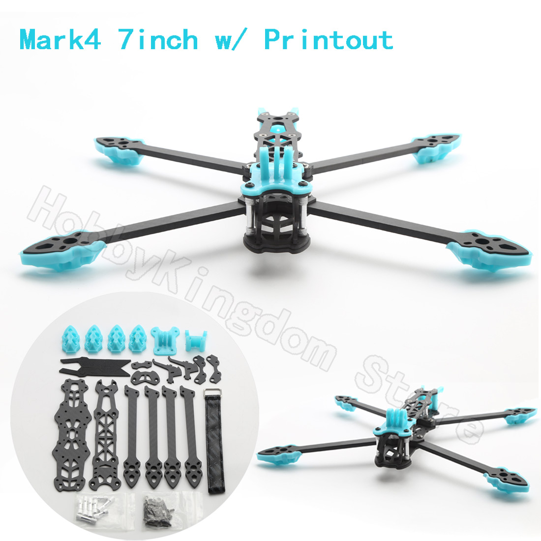 Carbon Fiber Drone Arm - Mark4โดรน FPV ขนาด7นิ้วชุดเฟรม RC คาร์บอนไฟเบอร์295มม. พร้อมชิ้นส่วนพิมพ์แขน5มม.