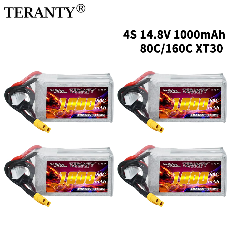 Drone Lipo Battery - TERANTY 4S 1000mAh 14.8V 80C/160C แบตเตอรี่ลิโพพร้อมปลั๊ก