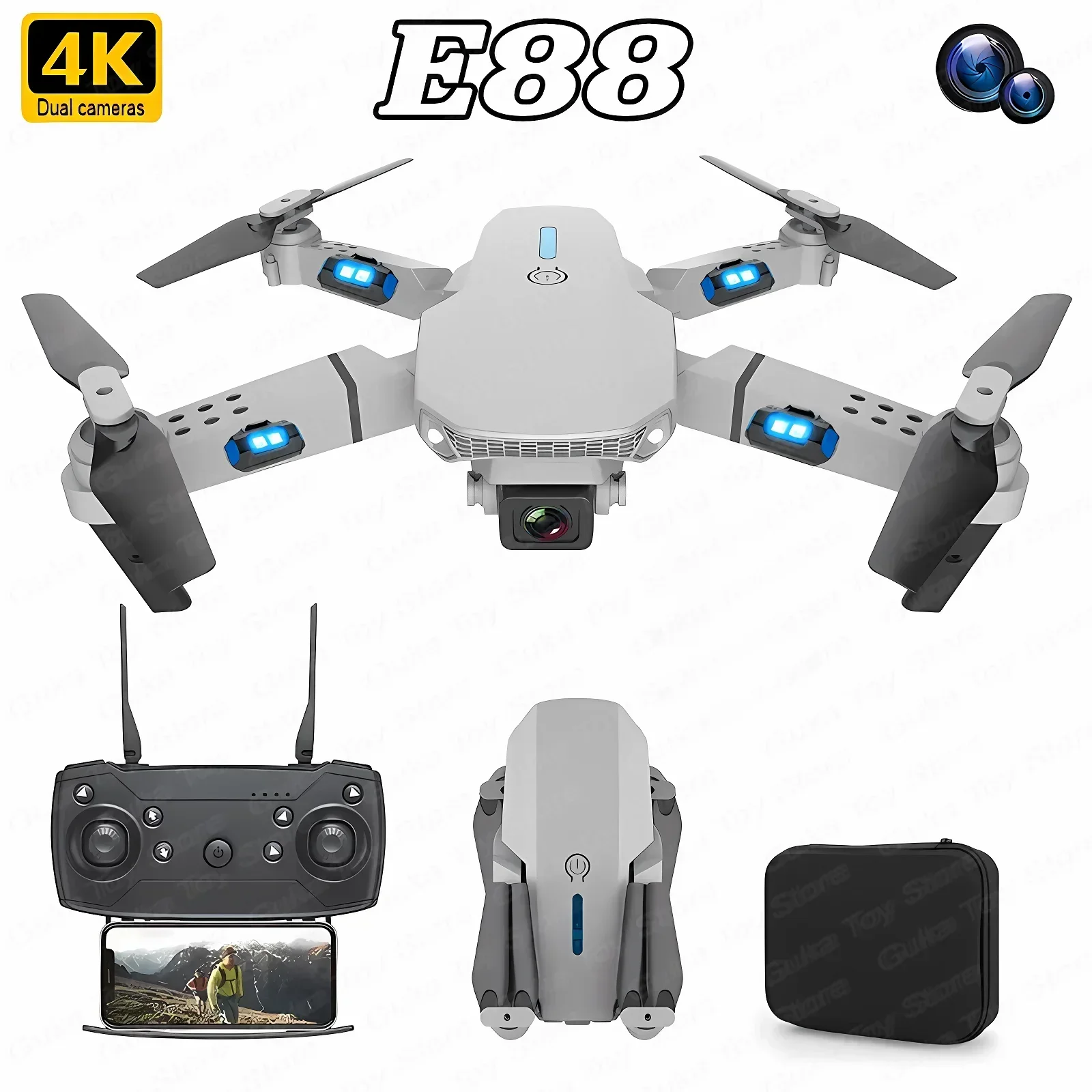 Drone E88Pro Rc 4K - E88 Pro WIFI FPV Droneมุมกว้างHD 4K